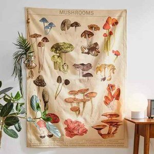 Mushroom Varieties Chart Tapestry Wall Decor